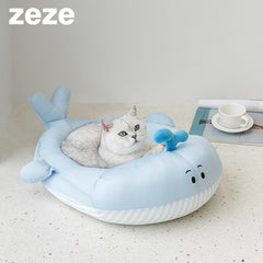 Whale-Shaped Cooling Pet Bed
