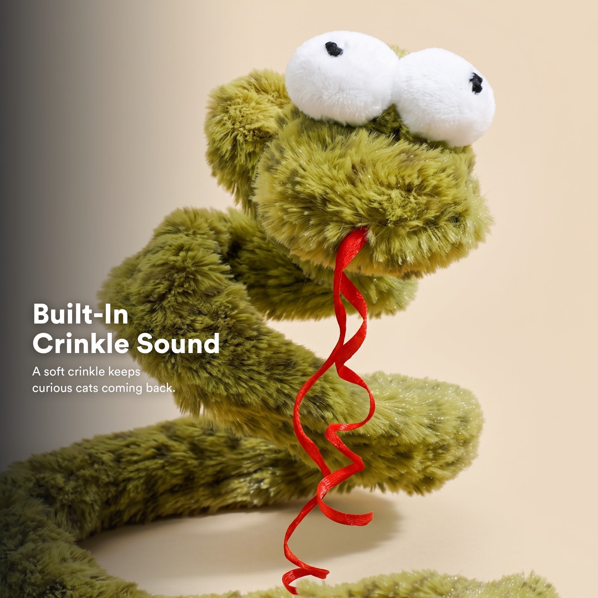 ZEZE Interactive Forest Snake Crinkle Spring Spiral Cat Toy, Green