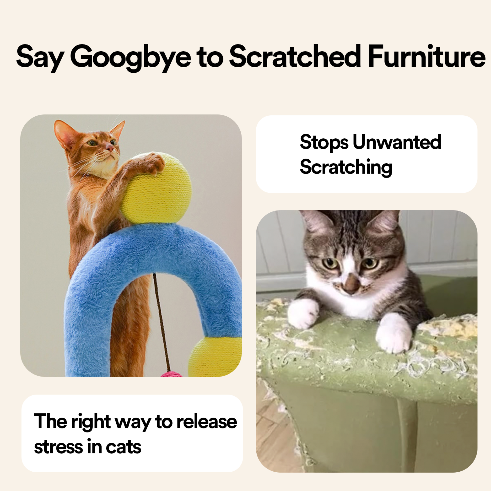 ZEZE BoBo Ball Multi-Functional 27.5-in Polyethylene Cat Scratcher with Toy
