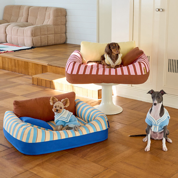 ZEZE Cabana Dog & Cat Sofa Bed with 7.8-in Wraparound Bolster, Ocean Blue