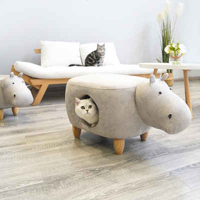 ZEZE Baby Rhinos Soft Footstool Cat House