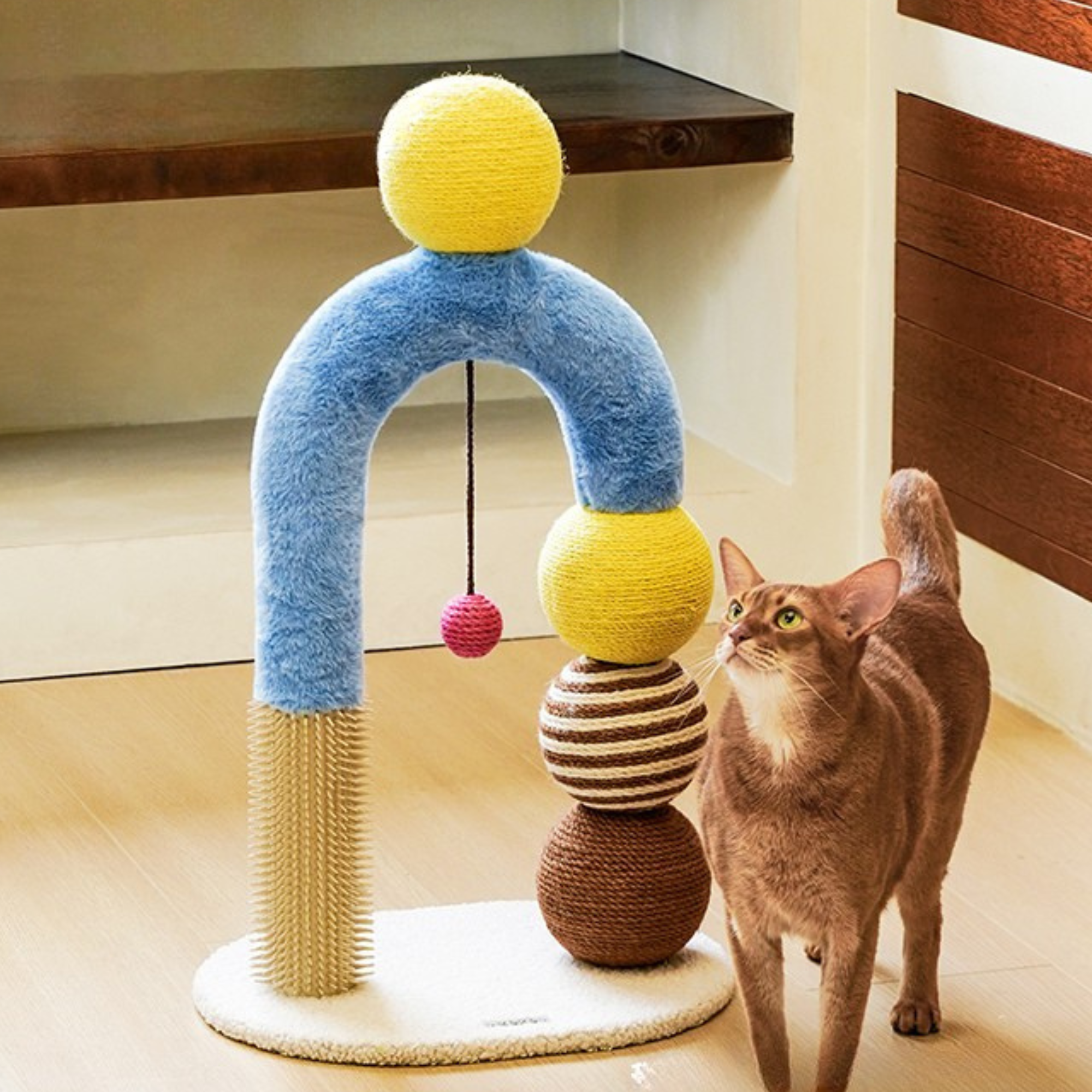 ZEZE BoBo Ball Multi-Functional 27.5-in Polyethylene Cat Scratcher with Toy