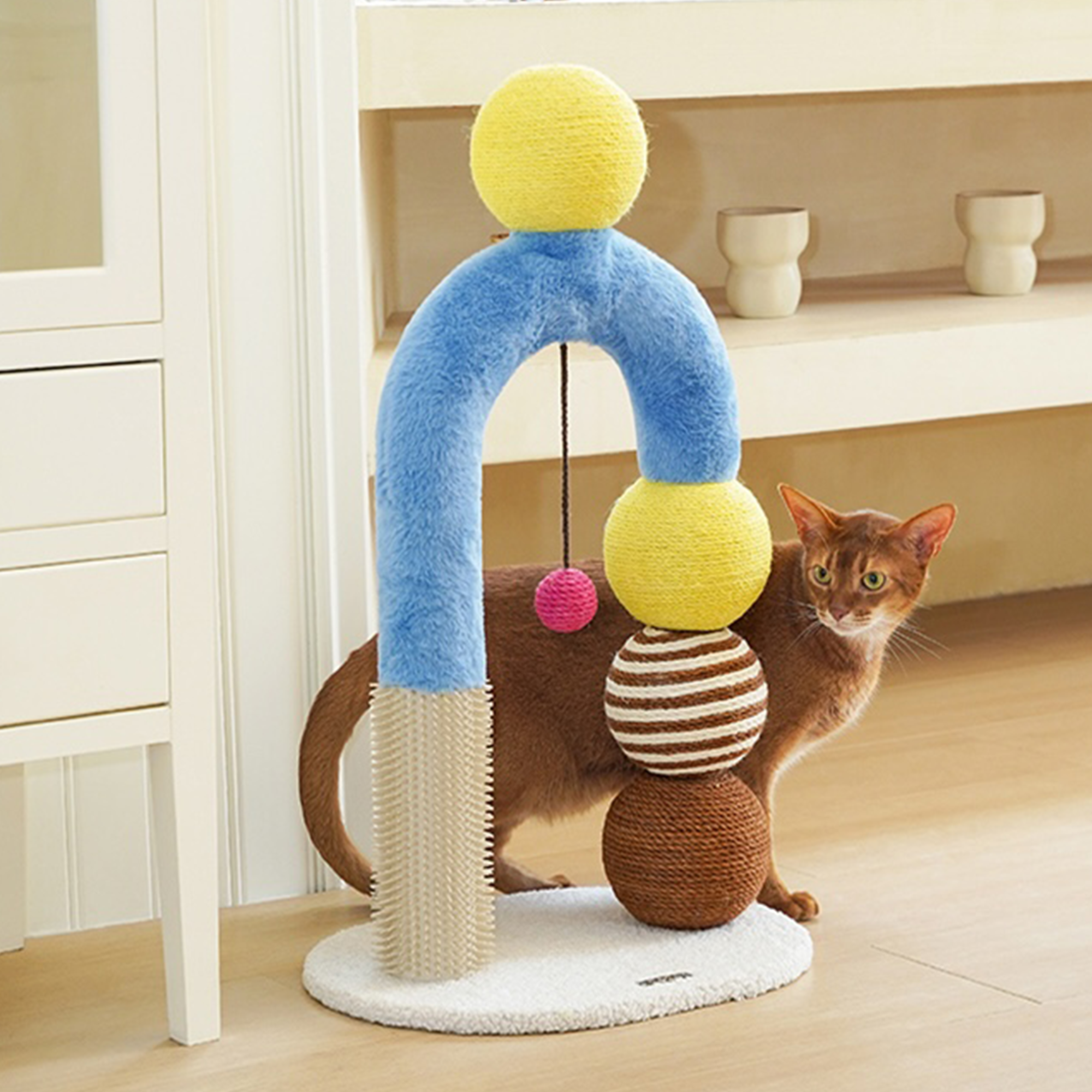 ZEZE BoBo Ball Multi-Functional 27.5-in Polyethylene Cat Scratcher with Toy