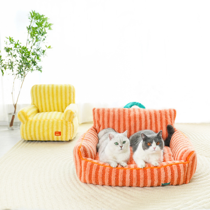 ZEZE Striped Furniture Style Sofa Cat Bed