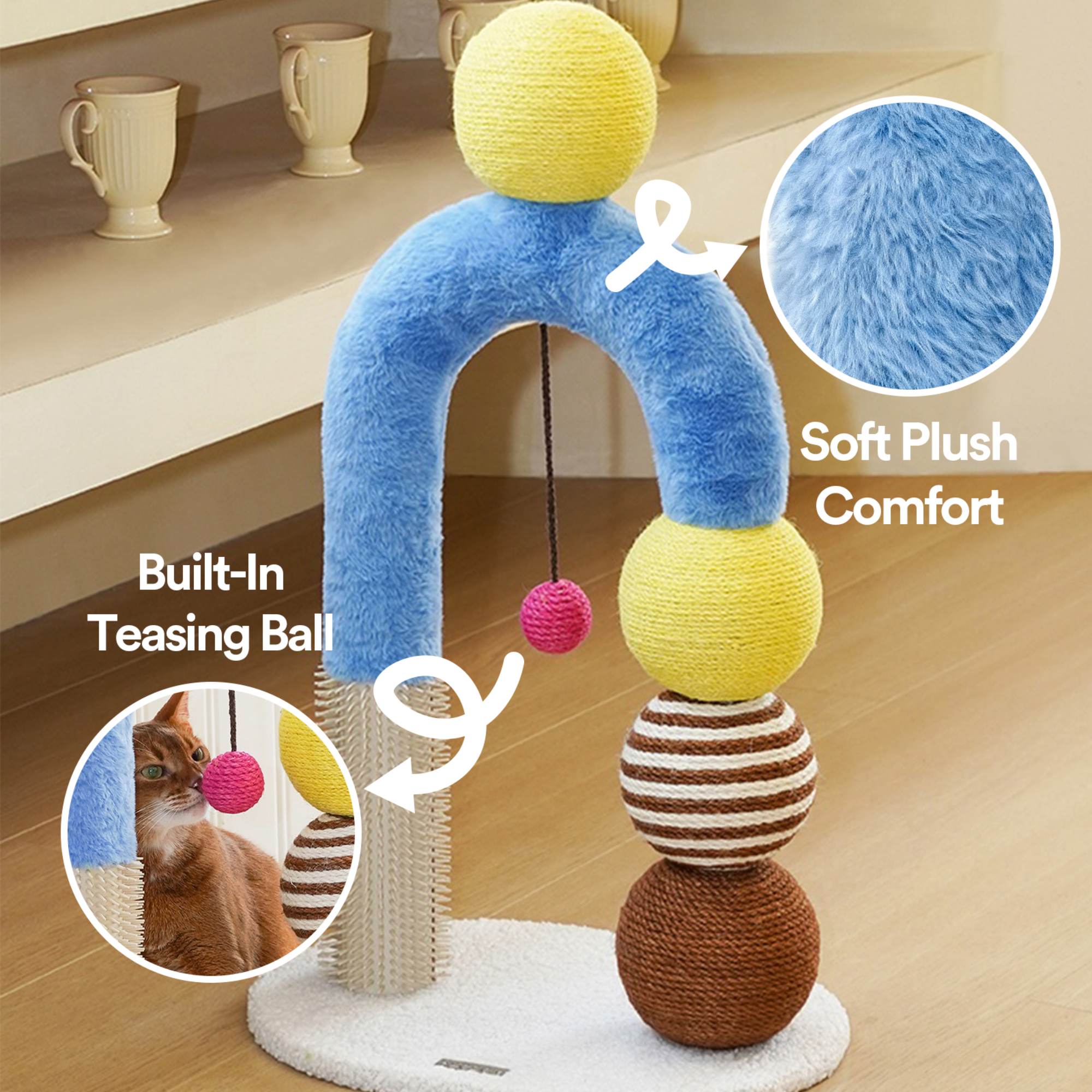 ZEZE BoBo Ball Multi-Functional 27.5-in Polyethylene Cat Scratcher with Toy