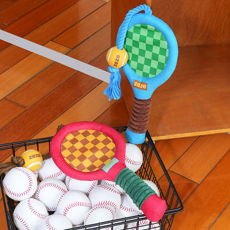 ZEZE Tennis Racket Rope Dog Toy - Blue and Green