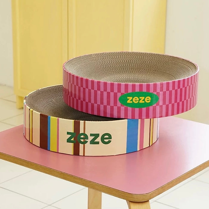 ZEZE Cream Mille-Feuille 3.9-in Cardboard Paper Cat Toy Scratcher