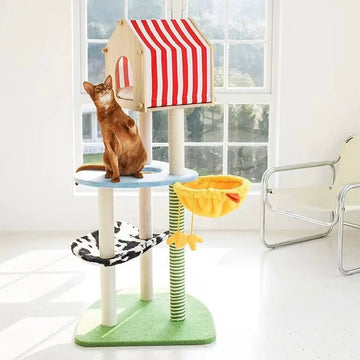 ZEZE Farmhouse Hideaway Cat Tree