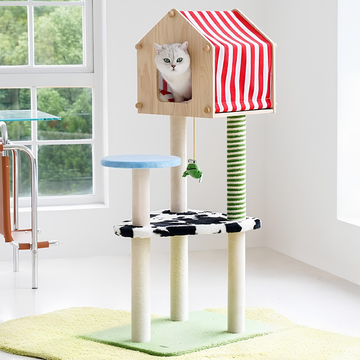 ZEZE Farm Cottage 47.2-in Cat Tree & Condo