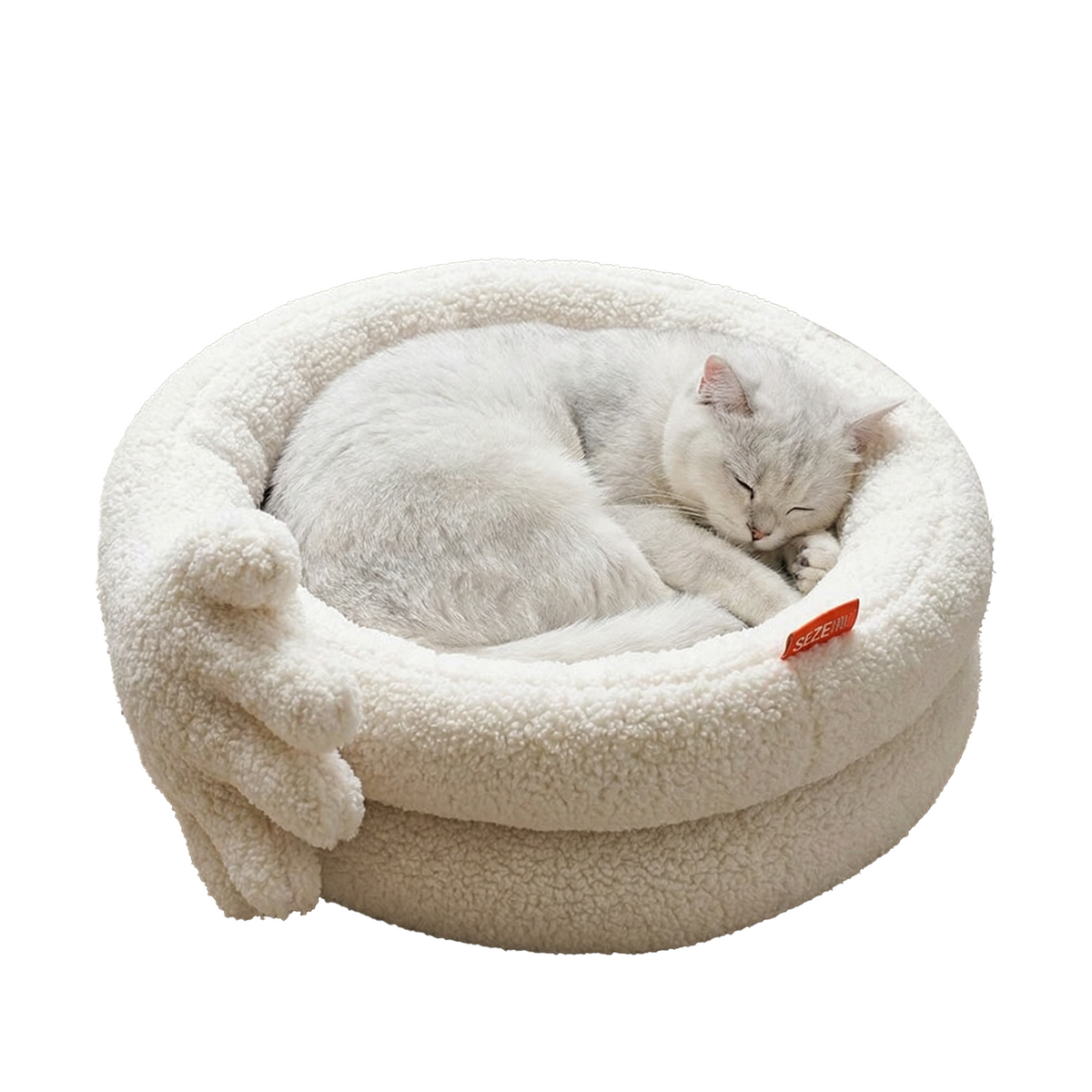 ZEZE Hugging Hand Bolster Dog & Cat Bed | Sherpa Nest