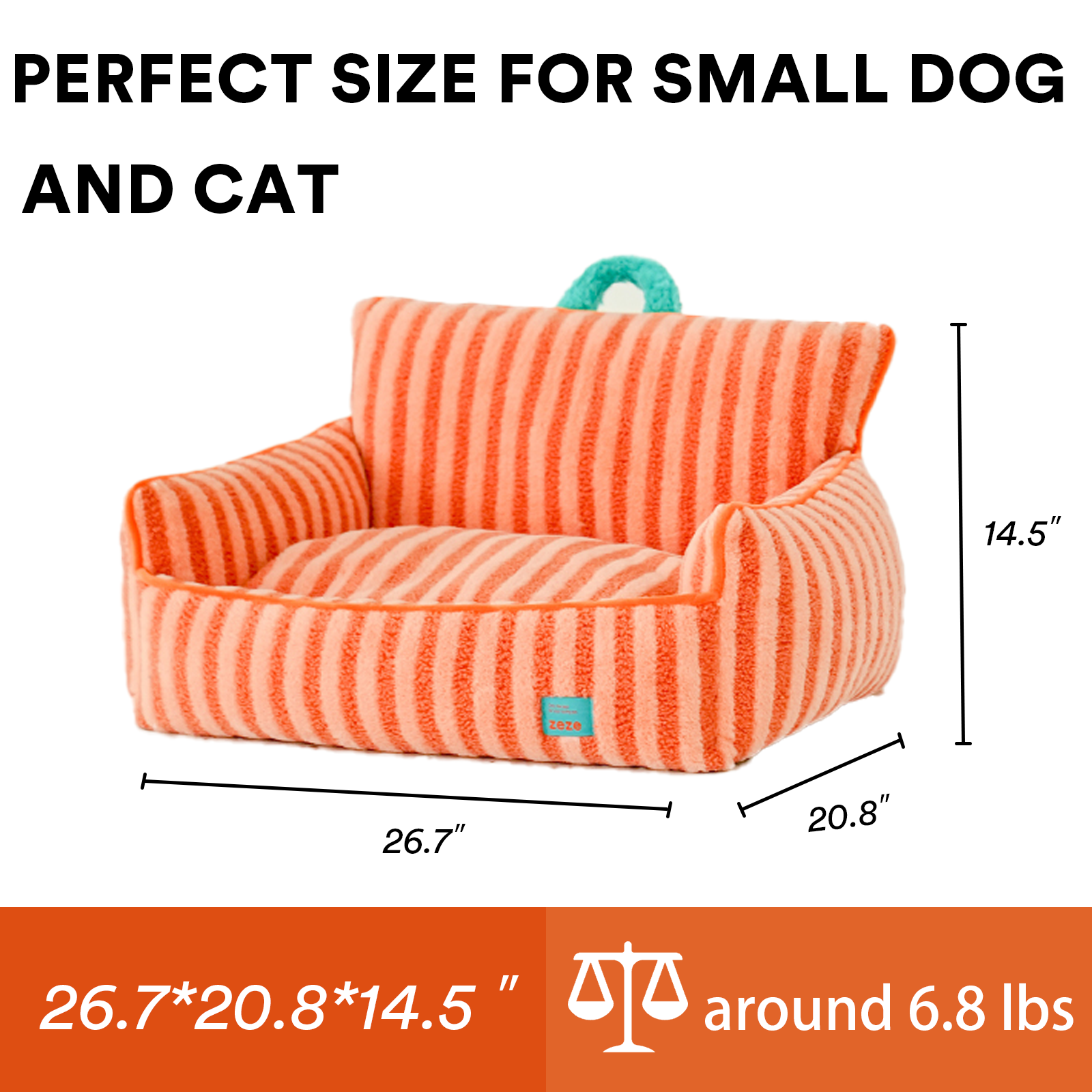 ZEZE Striped Furniture Style Sofa Cat Bed