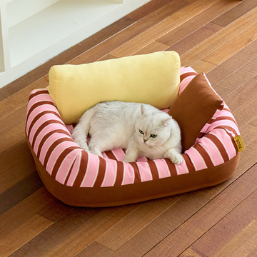 ZEZE Cabana Dog & Cat Sofa Bed with 7.8-in Wraparound Bolster, Butter Pink