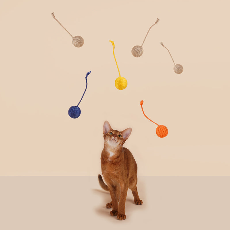 ZEZE Interactive Squeaky Hanging Scratcher Cat Toy - Sunset Trio