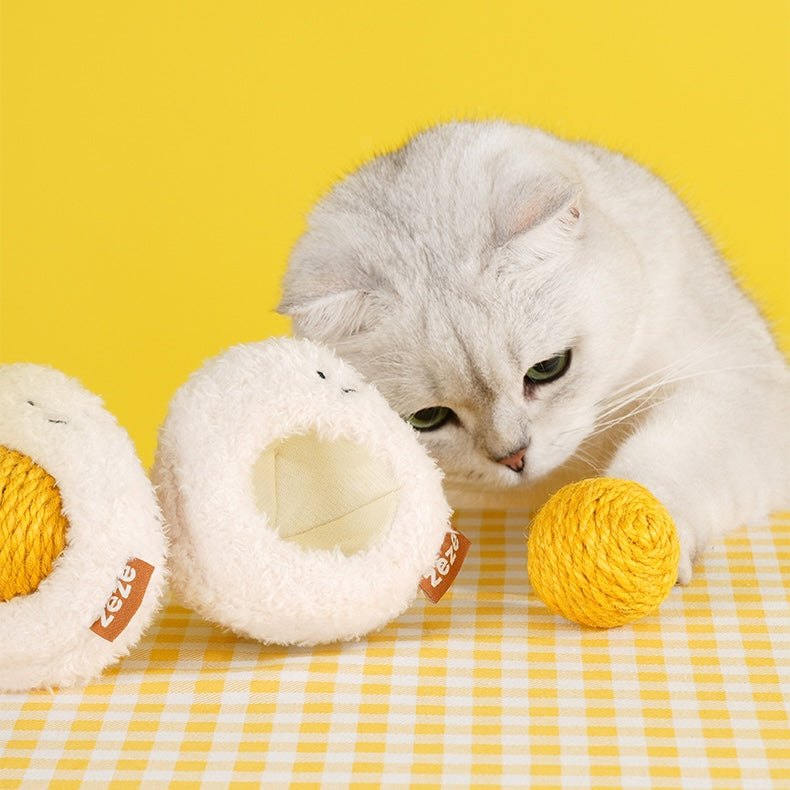 ZEZE Boiled Egg Sisal Rope Ball Cat Toy