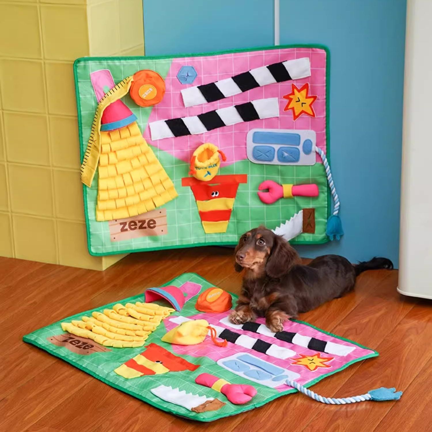 ZEZE “The Mechanic” Snuffle Mat – Interactive Dog Enrichment Toy with Tool-Themed Treat Hiding Design