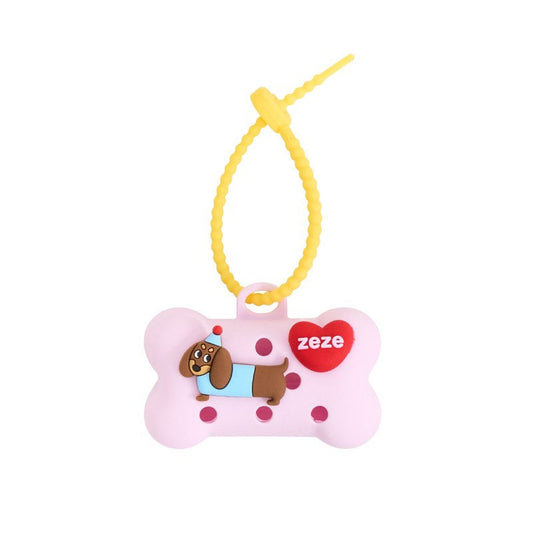 ZEZE Silicone Bone Poop Bag Dispenser - Pink Bone