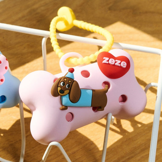 ZEZE Silicone Bone Poop Bag Dispenser - Pink Bone