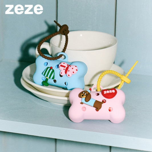 ZEZE Silicone Bone Poop Bag Dispenser - Pink Bone