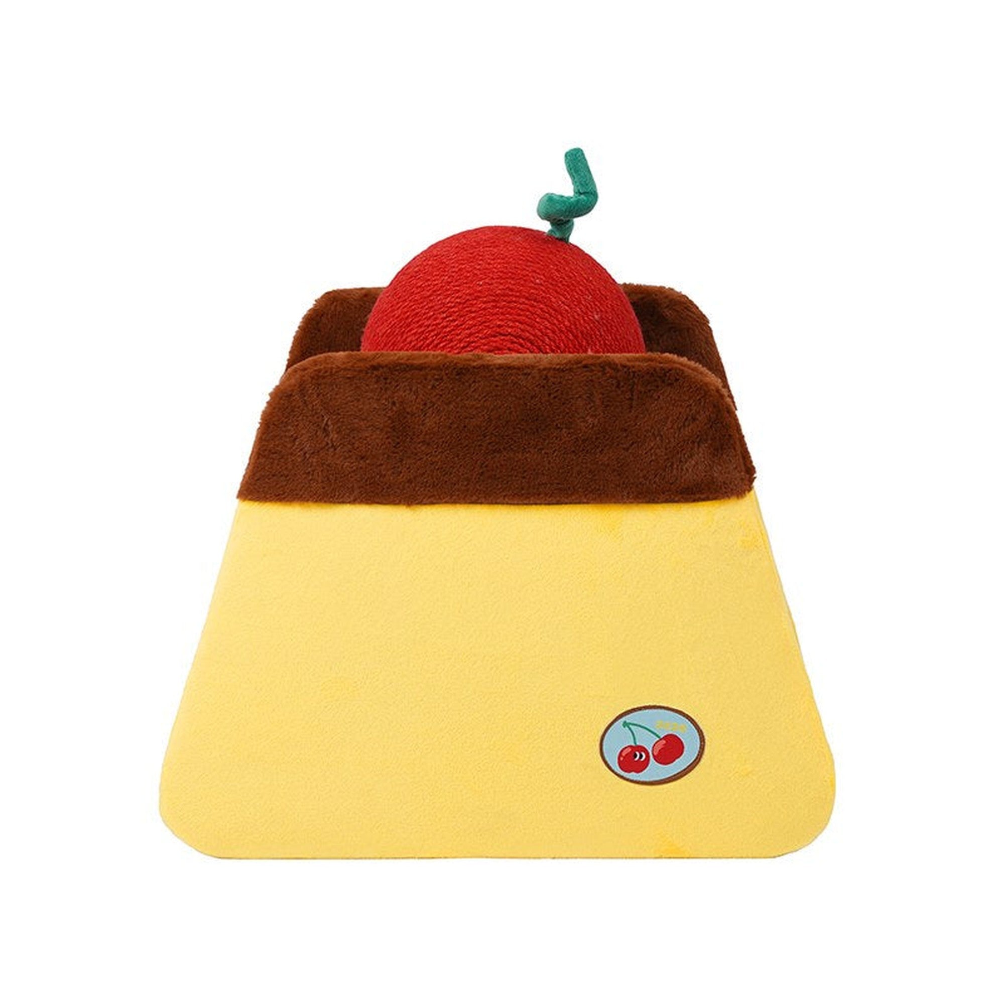Cherry Pudding cat scratcher bed on white background
