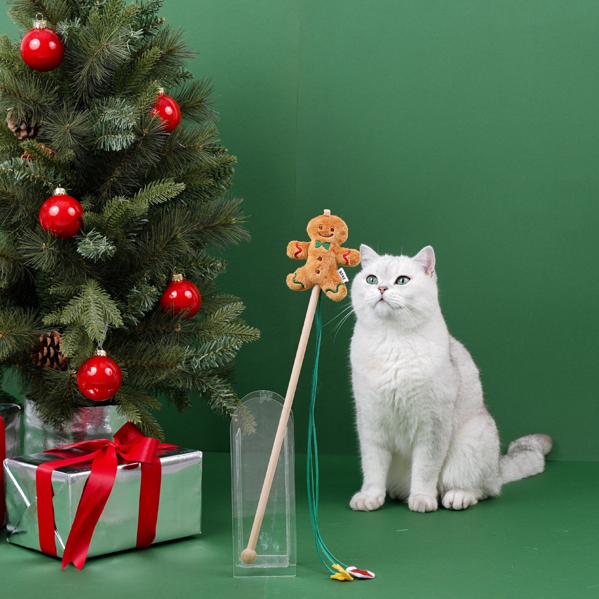 ZEZE Christmas Cat Teaser Wand - Gingerbread Man