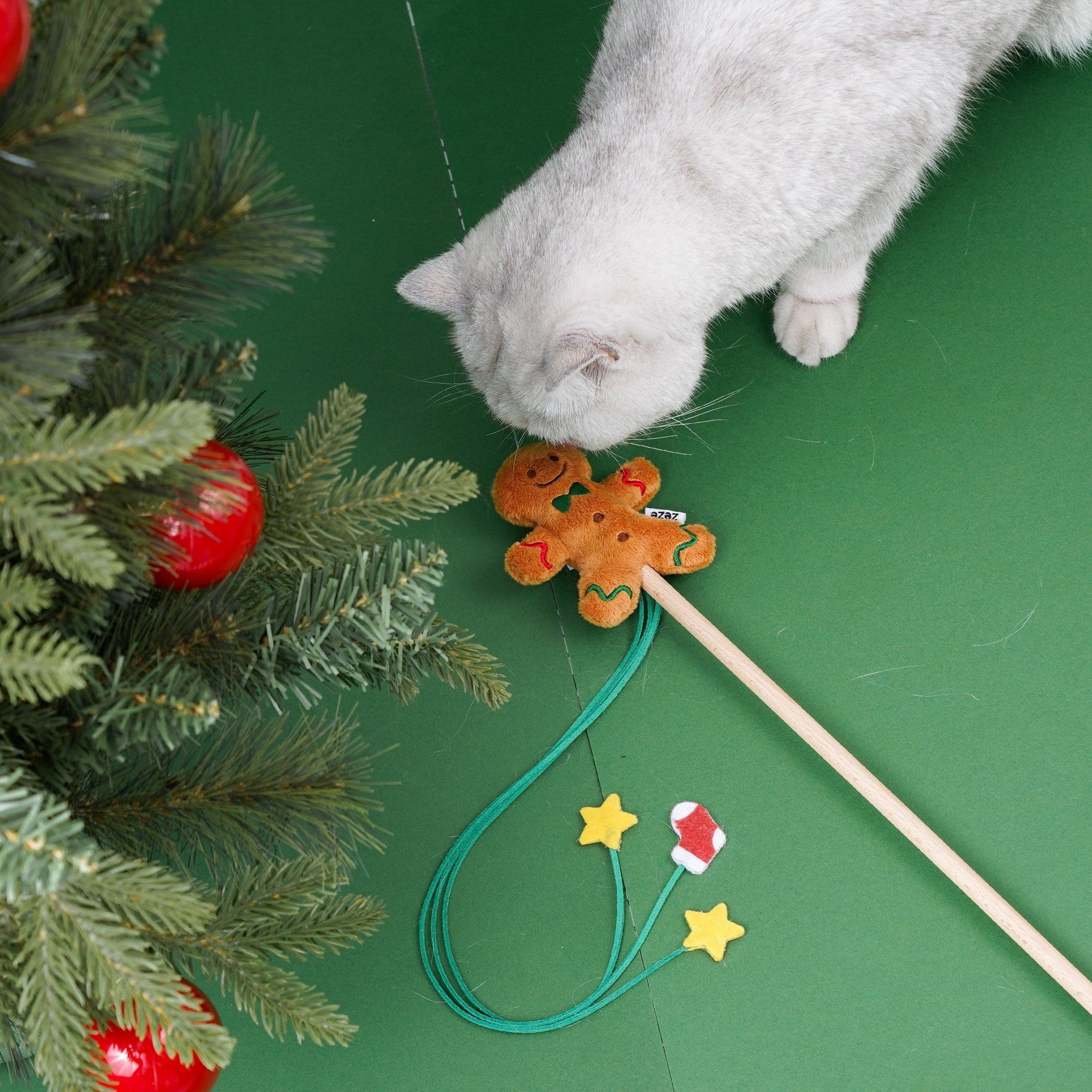 ZEZE Christmas Cat Teaser Wand - Gingerbread Man