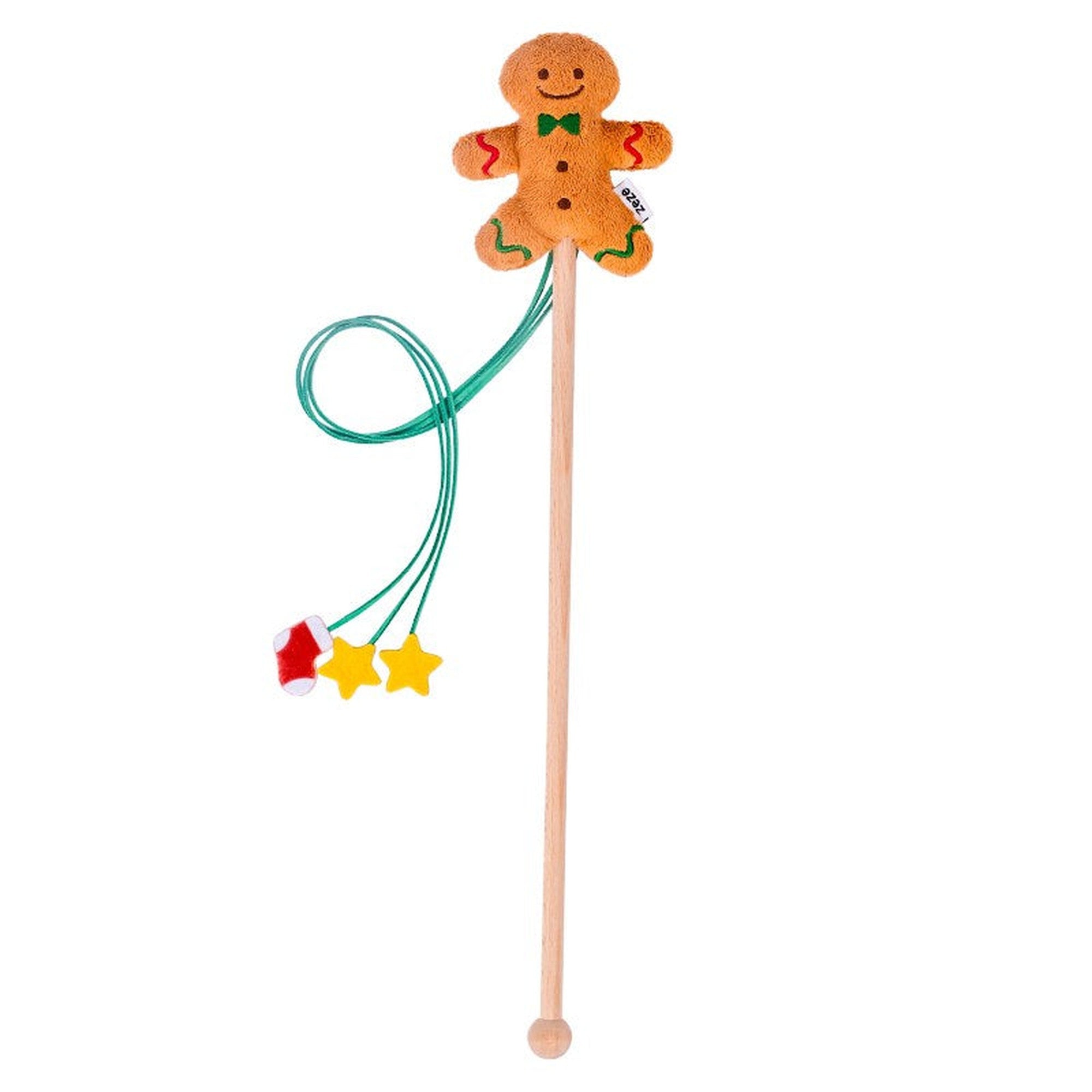ZEZE Christmas Cat Teaser Wand - Gingerbread Man