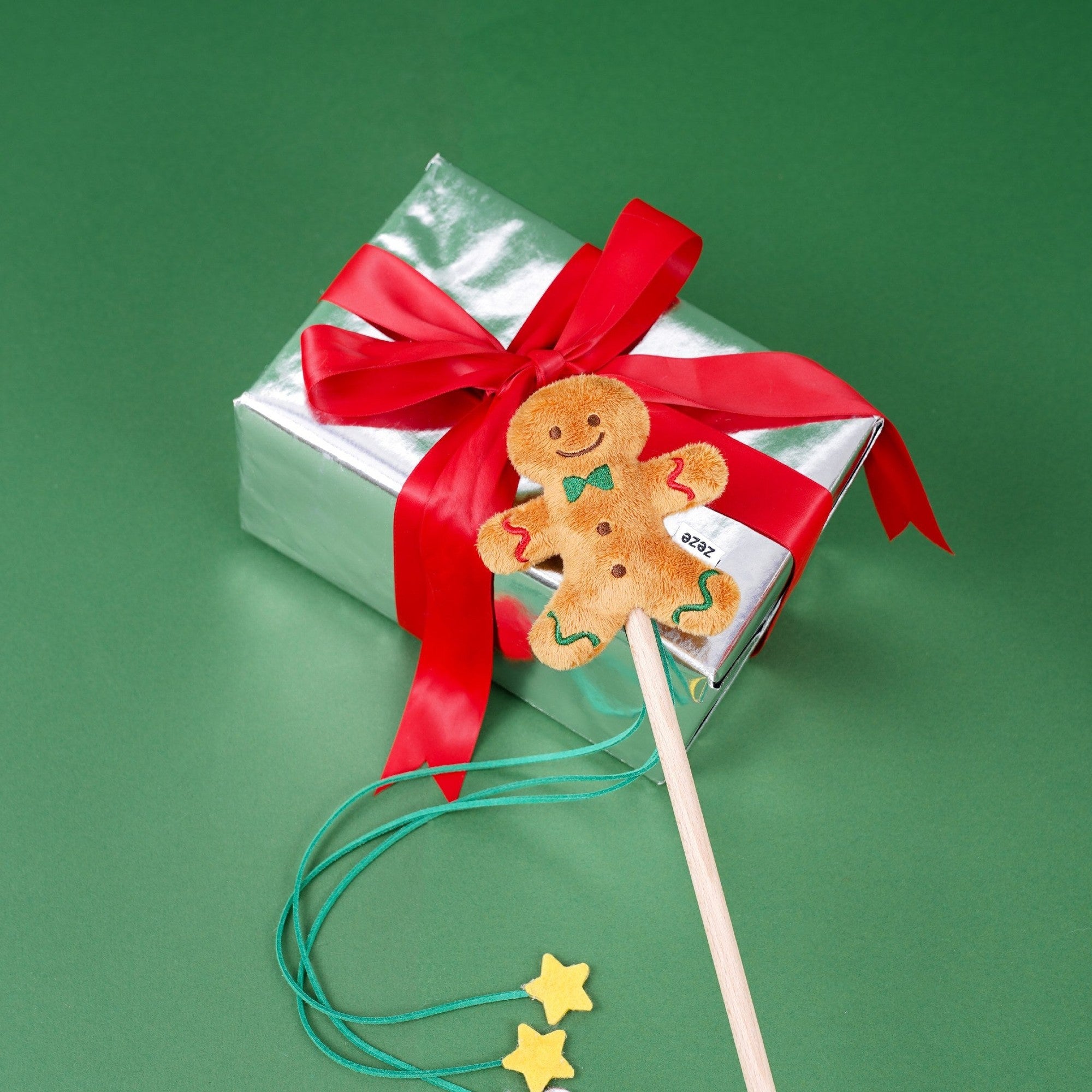 ZEZE Christmas Cat Teaser Wand - Gingerbread Man
