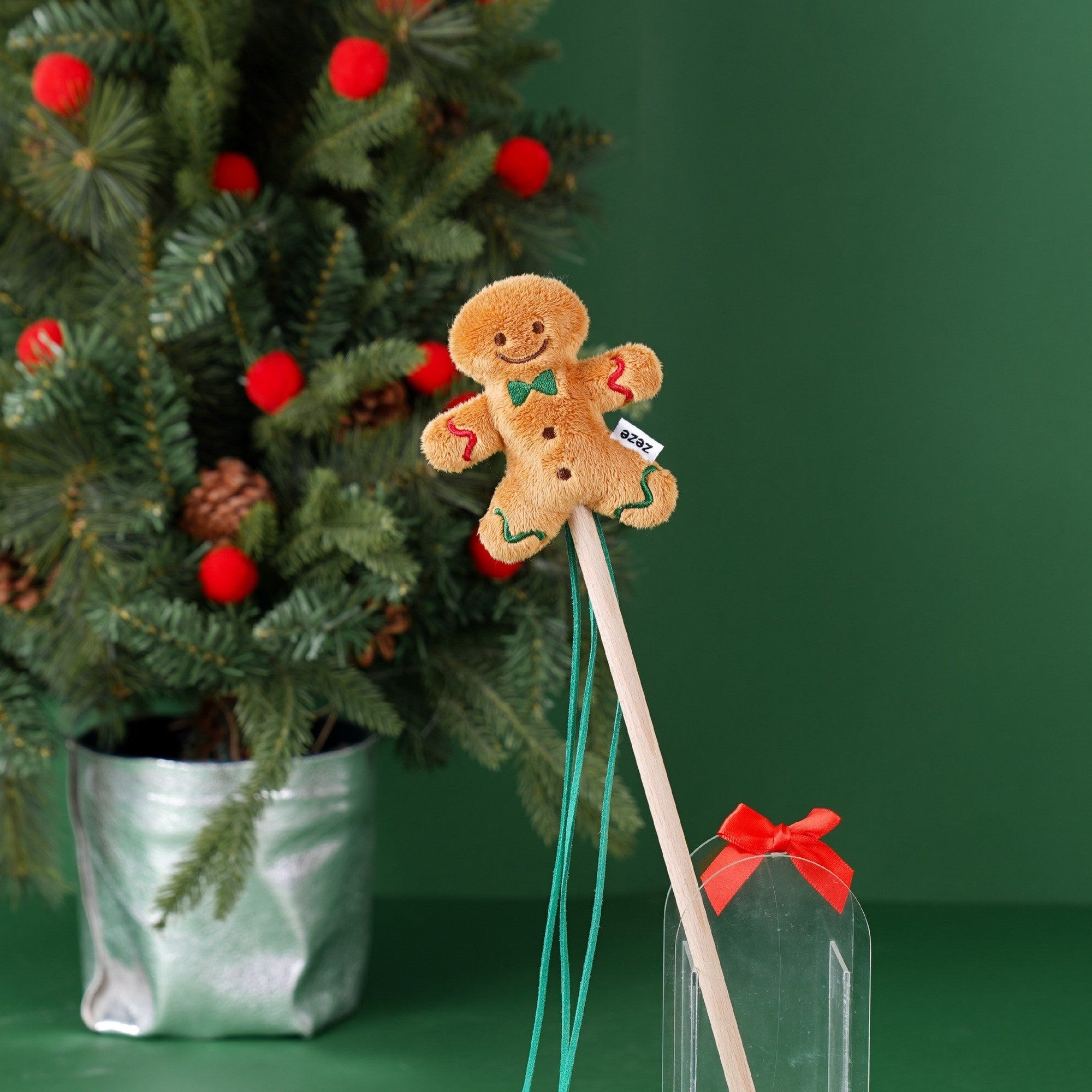 ZEZE Christmas Cat Teaser Wand - Gingerbread Man
