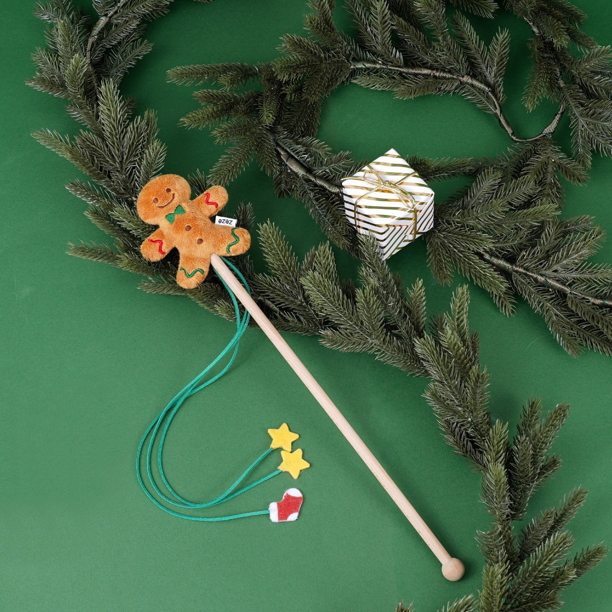 ZEZE Christmas Cat Teaser Wand - Gingerbread Man