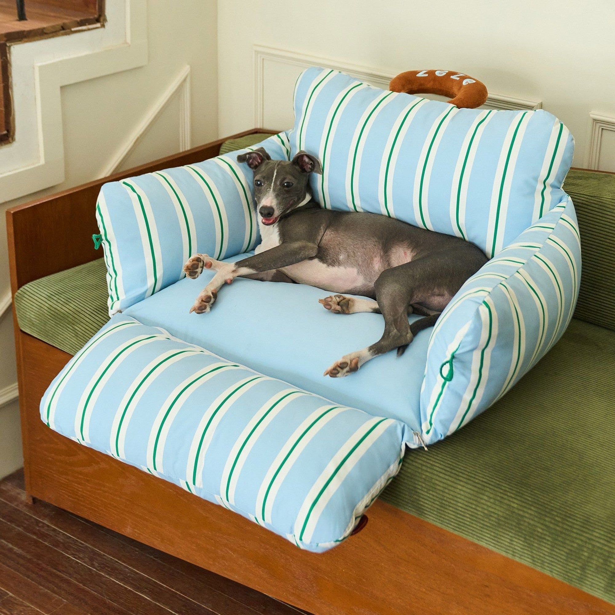 ZEZE Extendable Striped Pet Sofa - Mint Blue