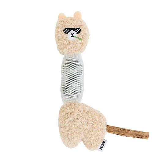 ZEZE Fluffy Alpaca silvervine cat toy on white background