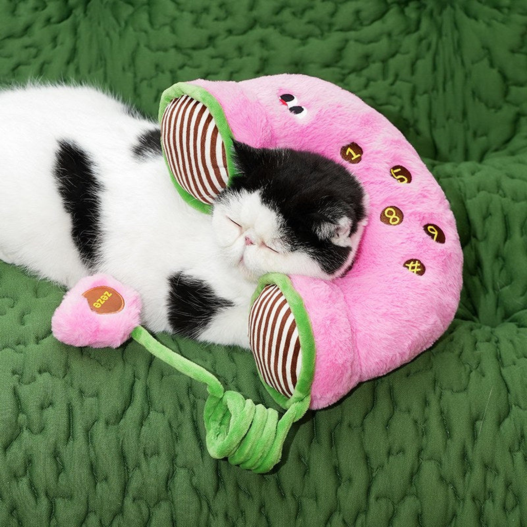 ZEZE Hotline Phone Pet Pillow - Pink & Green