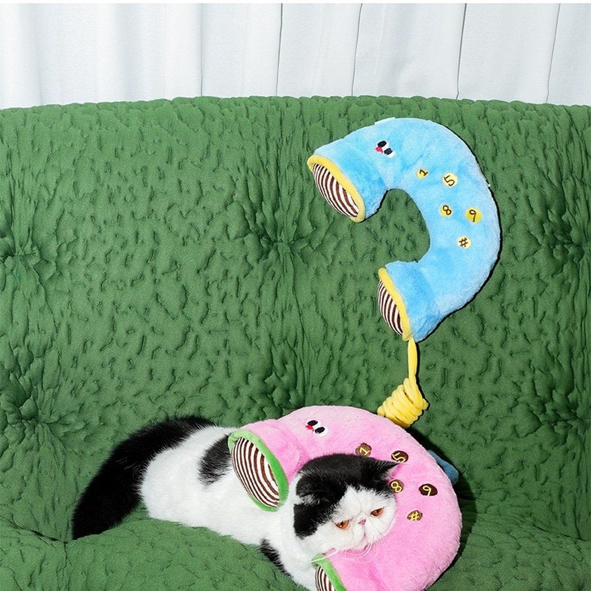 ZEZE Hotline Phone Pet Pillow - Pink & Green