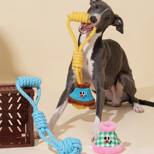 ZEZE Little Lantern Rope Dog Toy - Blue & Yellow