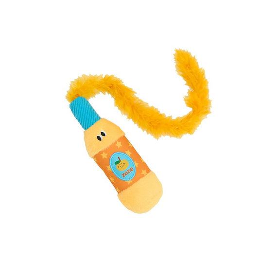 ZEZE Orange Popper cat toy with feather tail on white background
