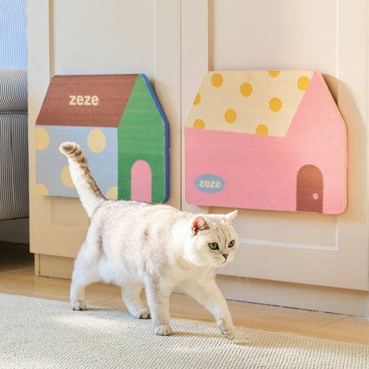 ZEZE Polka Dot House Cat Scratcher - Pink Cottage