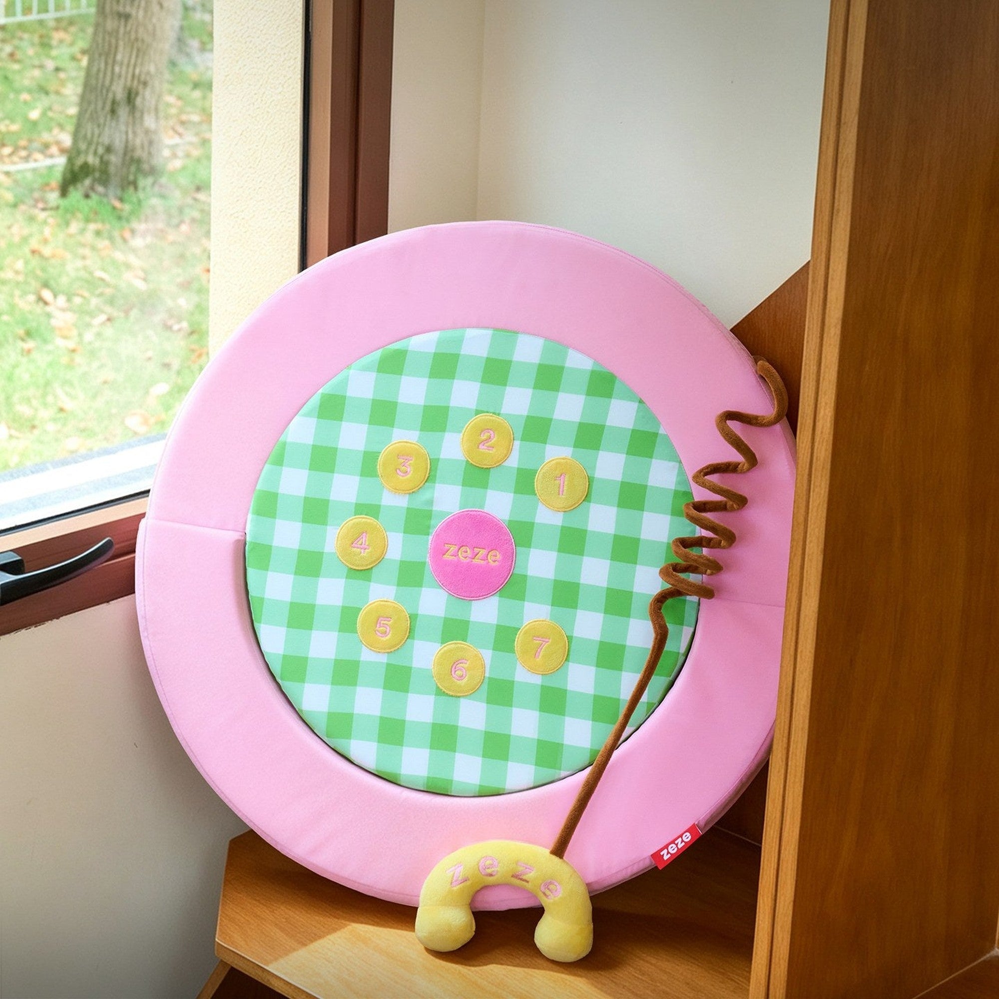 Retro Telephone cushion unfolded flat as a round mat