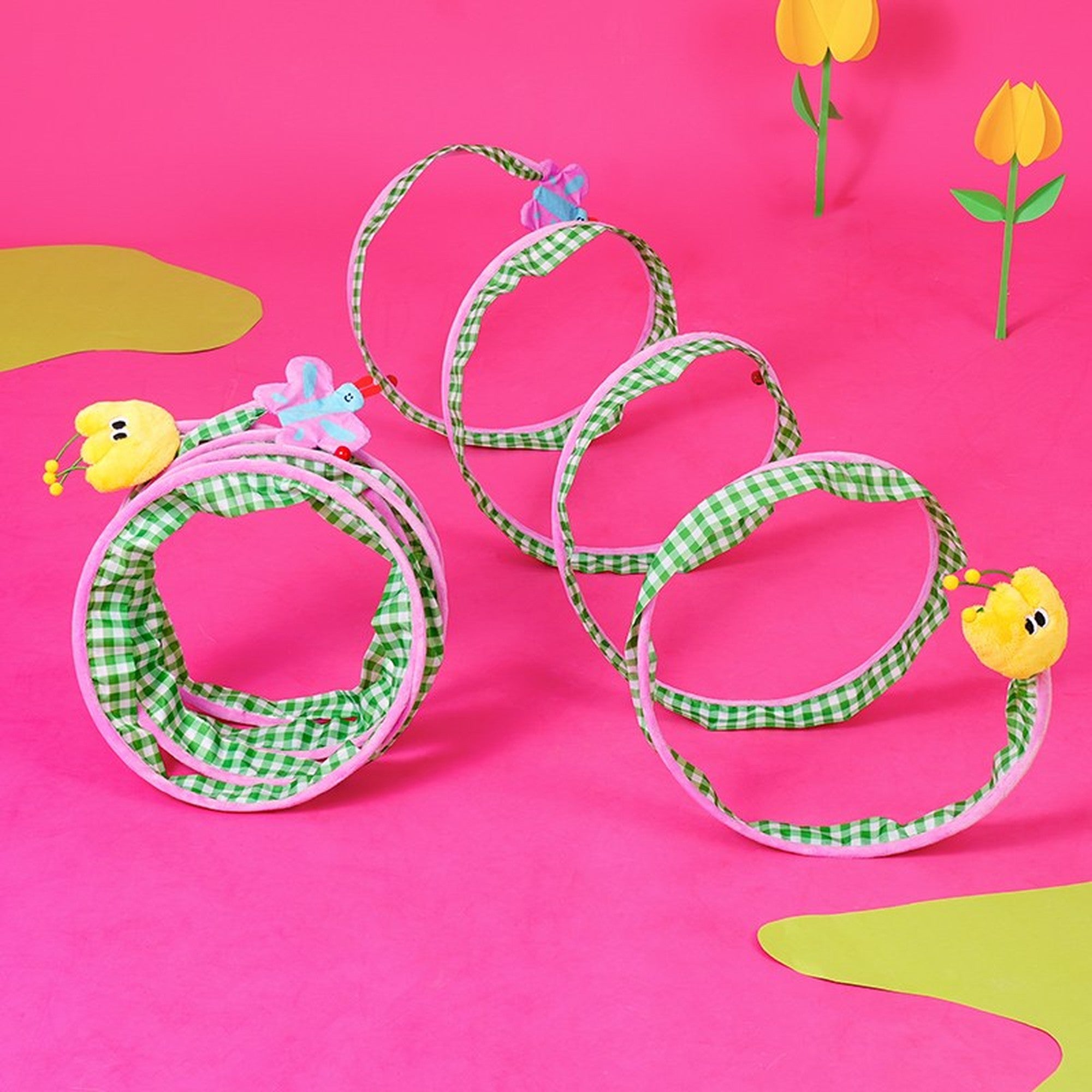 Spiral cat tunnel shown compressed and extended