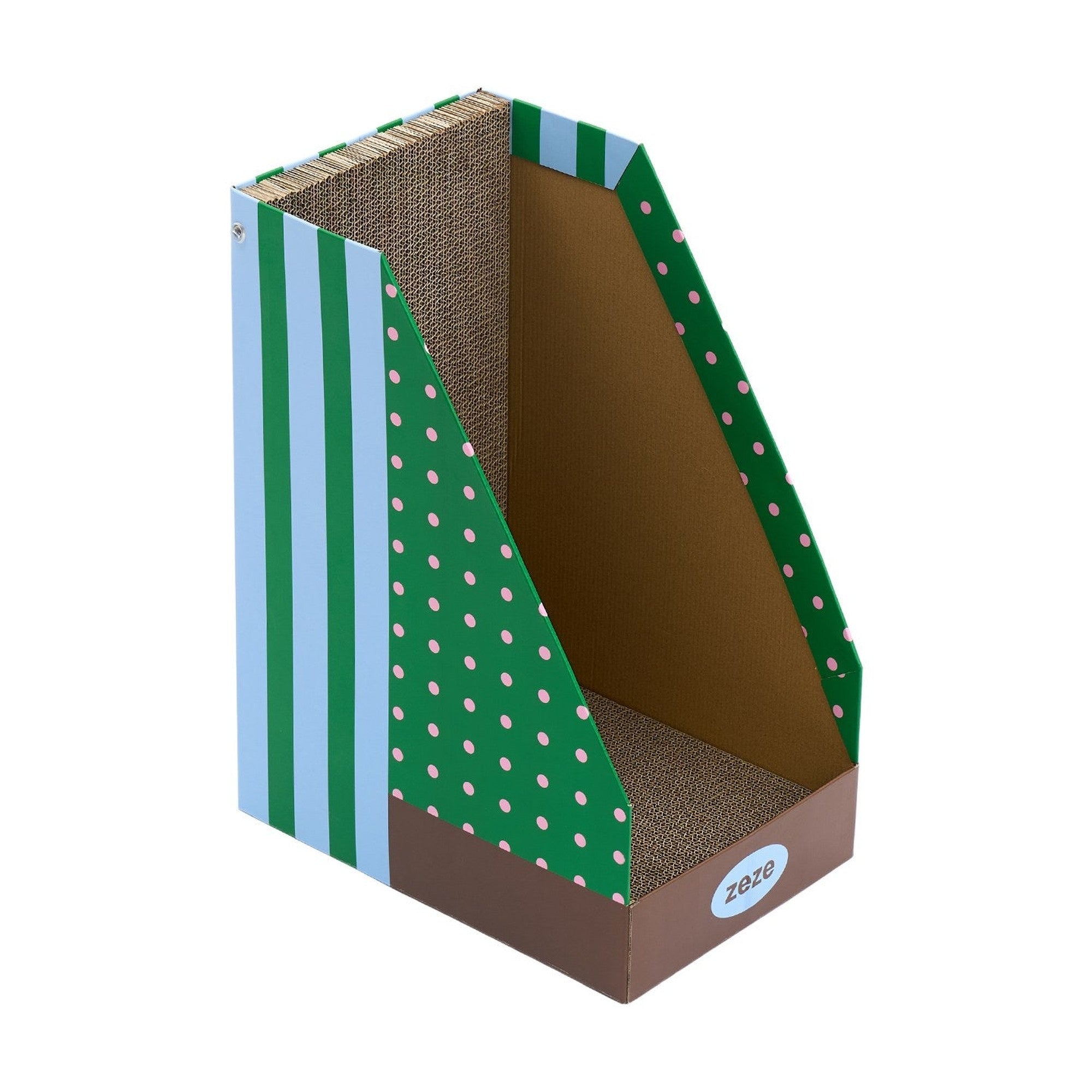 ZEZE Standing Cat Scratcher Box - Green Stripe