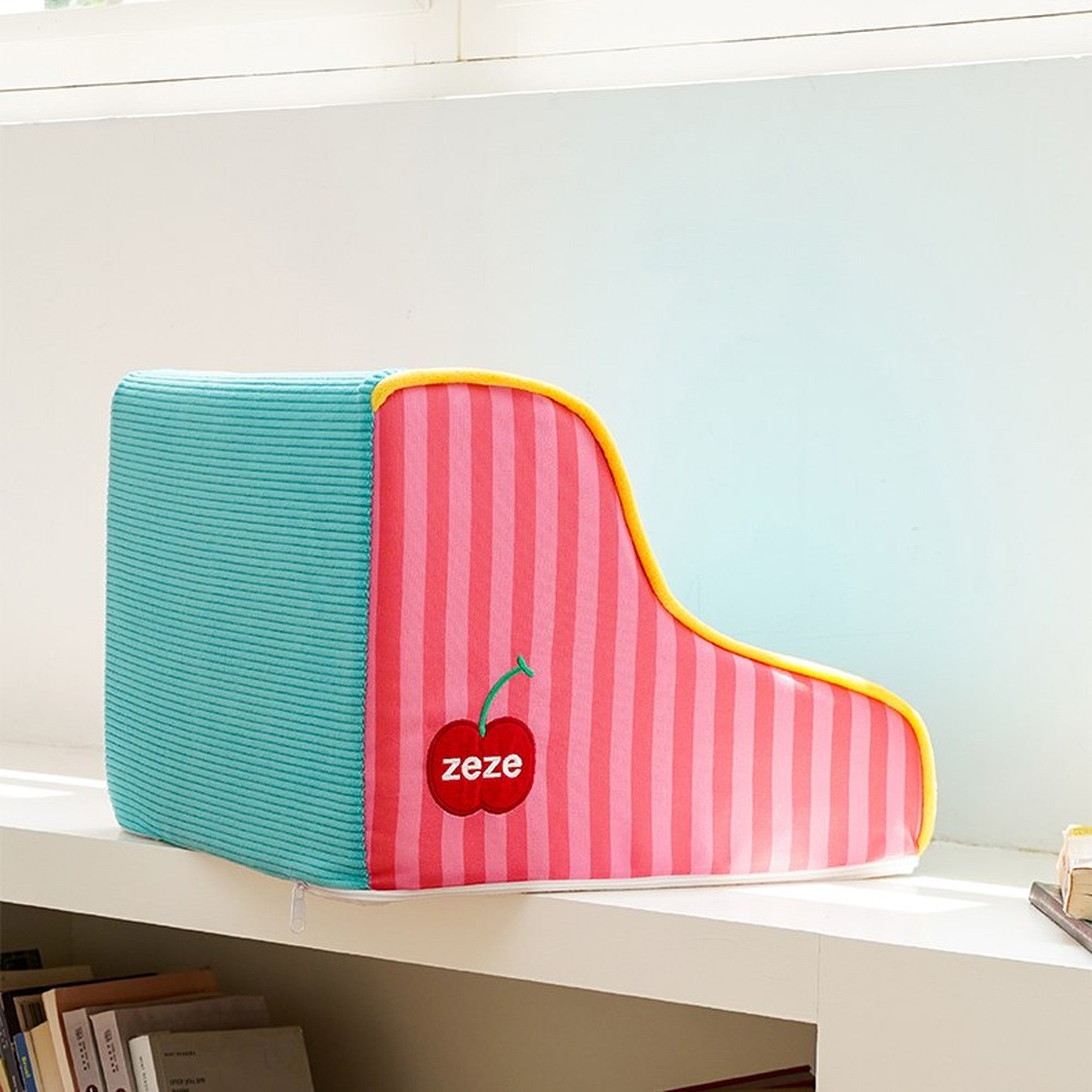 ZEZE Wave Pet Stairs - 2-Step, Pink Stripe & Aqua